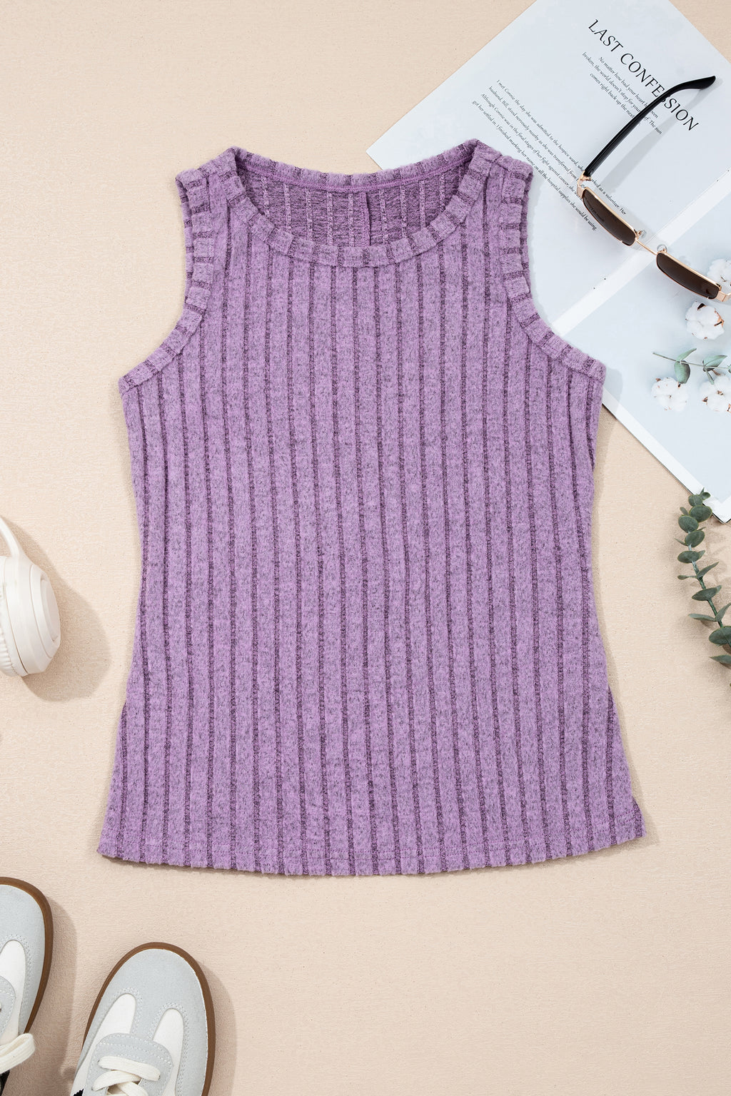 Sea Green Slim Ribbed Mineral Wash Tank Top
